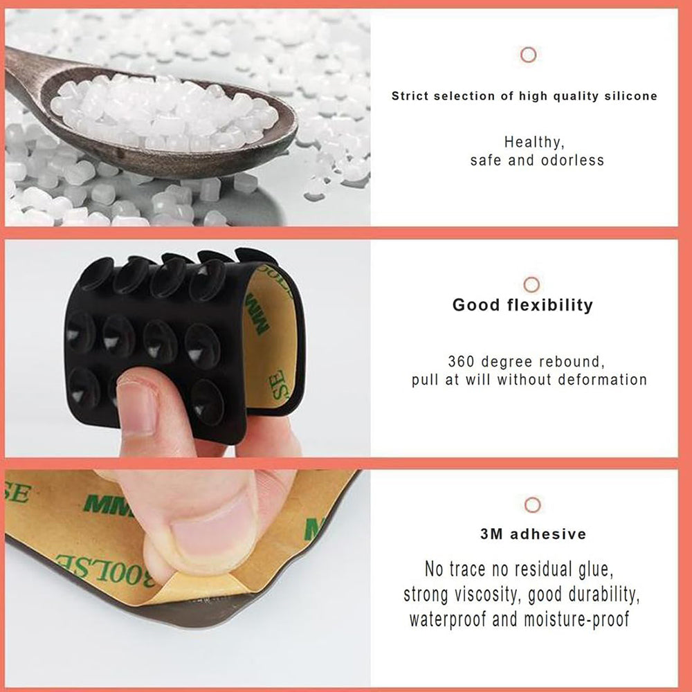 Techsuit - Phone Holder (SPP-PAD) - Suction Pad for Selfies, Silicone, Adhesive Mount, Rectangular Shape - Powder Pink