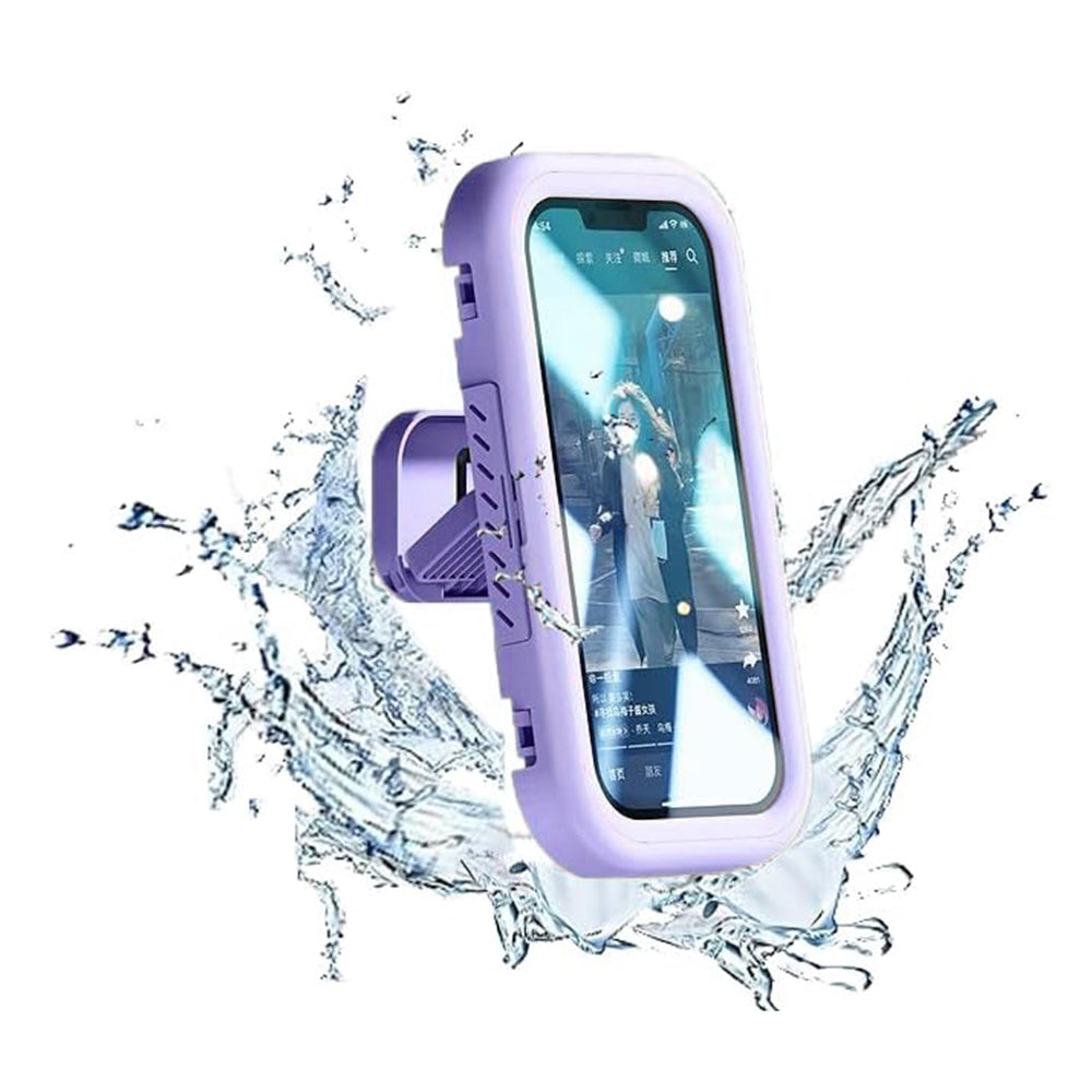 Techsuit - Phone Holder (LC-999) - Wall Box Case, Anti-Fog, Retractable, Adjustable, Waterproof, for 4-7inch Phones - Purple
