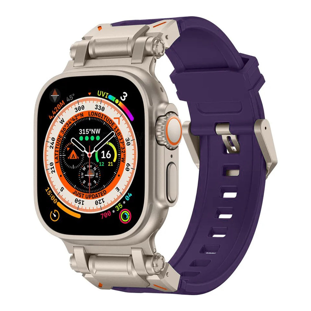 Techsuit - Watchband (W064) - Apple Watch 1/2/3/4/5/6/7/8/9/10/11/SE/SE 2/SE 3/Ultra/Ultra 2/Ultra 3 (42/44/45/46/49mm) - Titanium Silver Purple