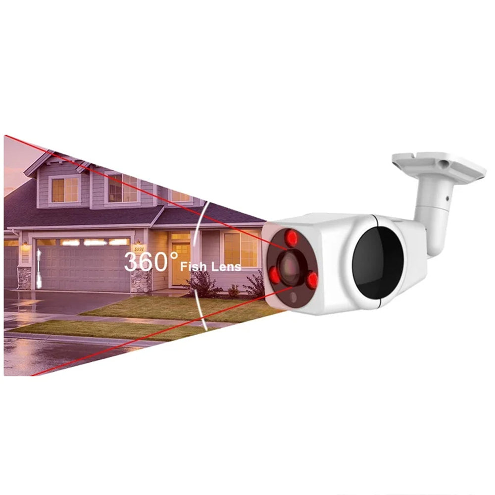 Techsuit - Outdoor Wi-Fi Camera (K5) - 3MP, Nigh Vision, 360° Fisheye Lens, Waterproof, V380 PRO App - White