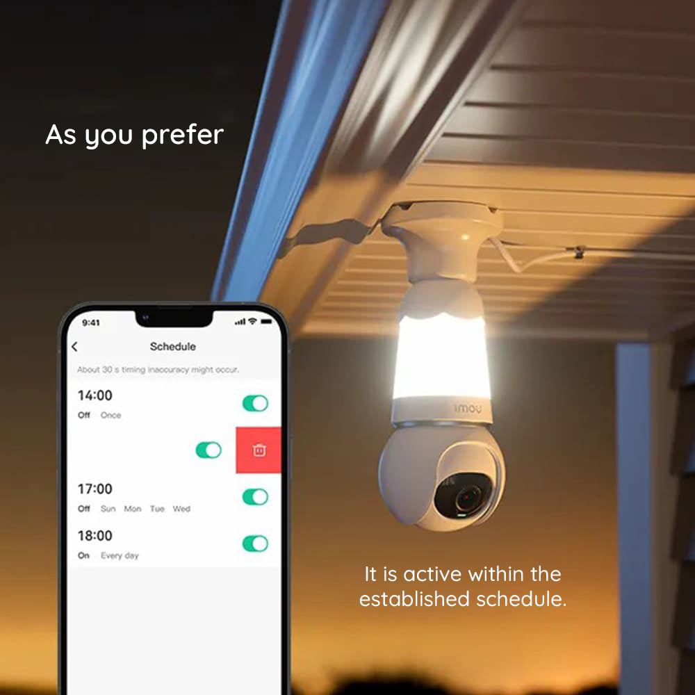 Imou - Indoor Wi-Fi Bulb Cam (IPC-S6DP-5M0WEB-E27) - 5MP, E27 Light Bulb, Built-in Mic, Human Detection, Night Vision - White