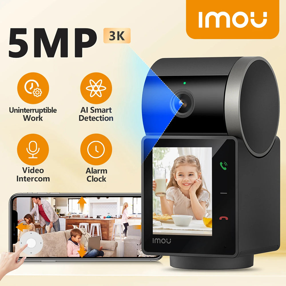Imou - Indoor Wi-Fi Camera REX VT PRO (IPC-S2VBP-5M0WR) - 5MP, Night Vision, Human Detection, 2000mAh - White