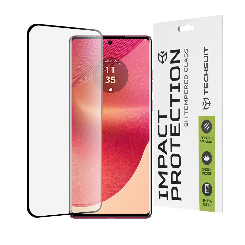 Techsuit - 111D Full Cover / Full Glue Glass / 3D Curved Screen - Motorola Edge 50 Fusion - Black