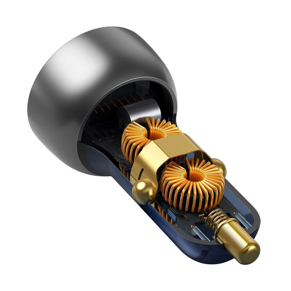 Baseus - Car Charger (CCKX-C0A) - with Digital Display, Type-C PD65W, USB QC4.0, DC 12-24V - Clear