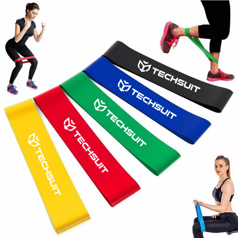 Techsuit - (5 pack) Exercice Elastic Resistance Bands (TS-01) - for Home Training, Yoga, Fitness, Pilates - Multicolor