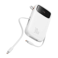 Baseus Qpow 2 Powerbank 10.000mah 30w Με Ενσωματωμενα Καλωδια Usb-c – Λευκό