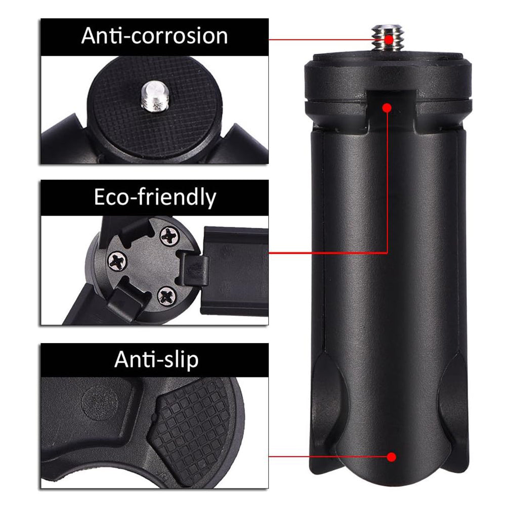 Techsuit - Mini Tripod (TPD1) - Anti Slip, for Selfie Sticks, Universal, with 1/4 inch Screw - Black