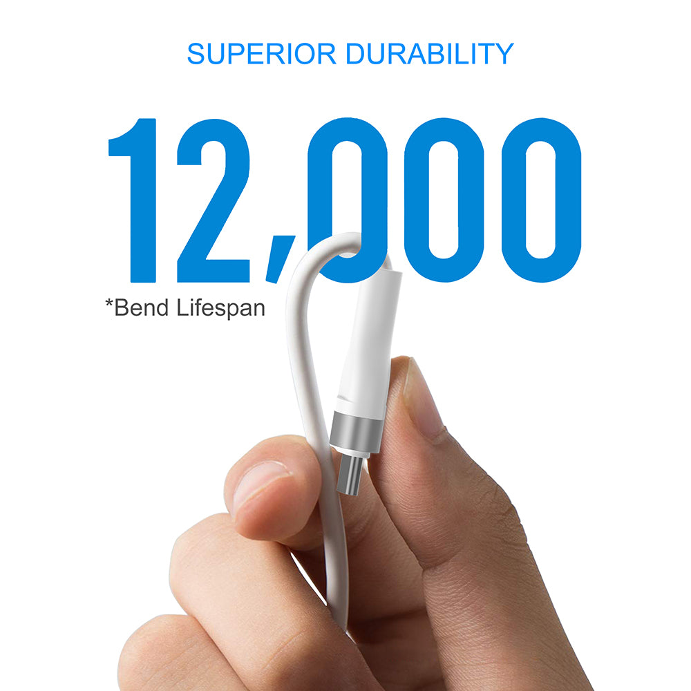 Lito - Data Cable (LD02L) - USB to Lightning, Fast Charging, 2.4A, Tangle-free, Soft Silicone, 1.2m - White