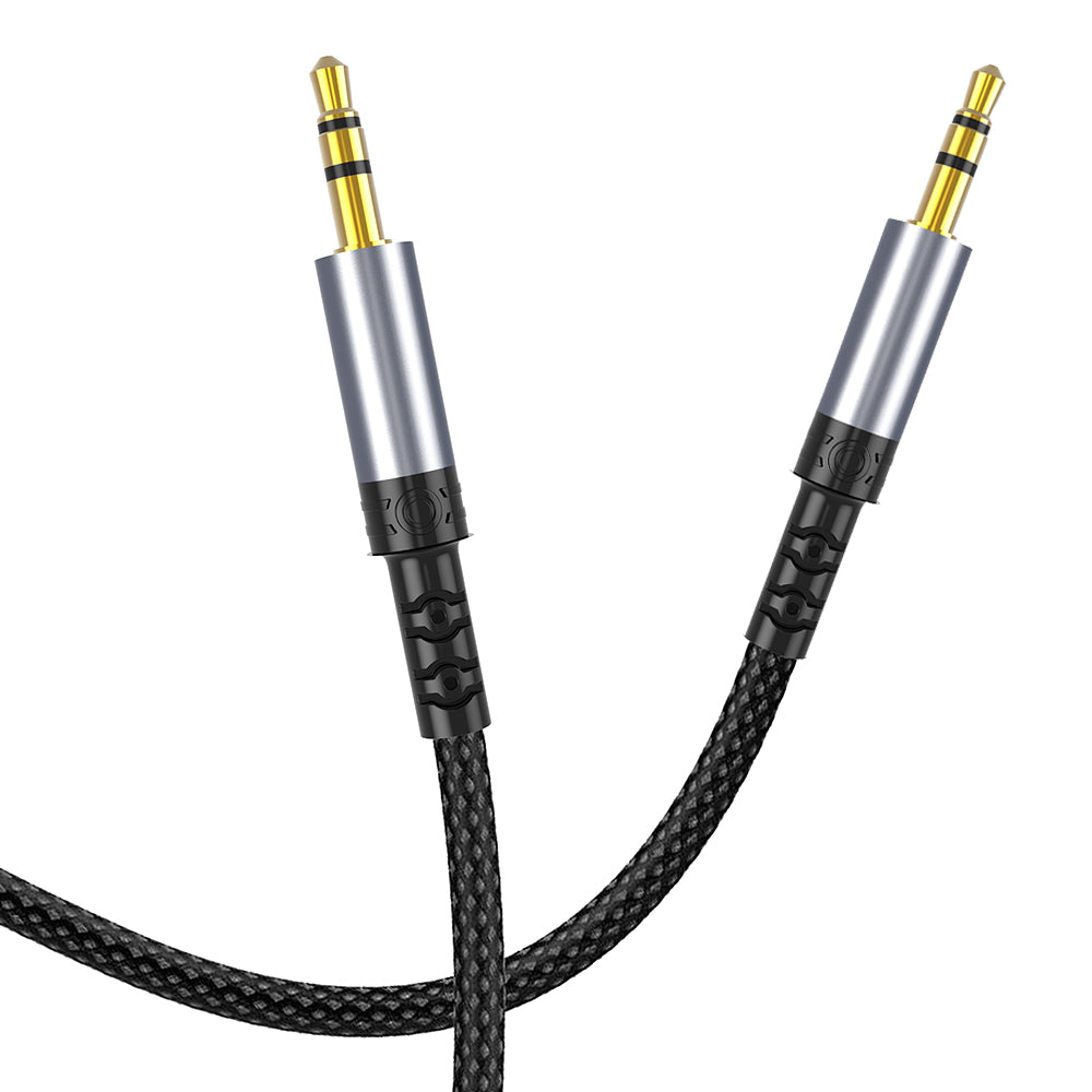 Lito - Audio Cable Adapter (LA01D) - Jack to Jack 3.5mm, Hi-Fi, 24k Gold-plated Contacts, Nylon-braided, 1m - Black