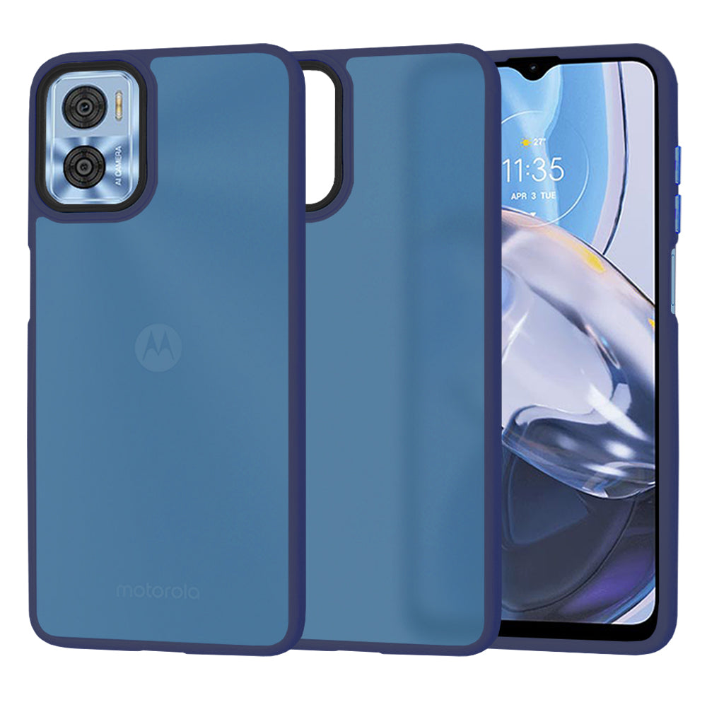 Techsuit - HaloFrostÂ Series - Motorola Moto E22 / Moto E22i - Deep Blue