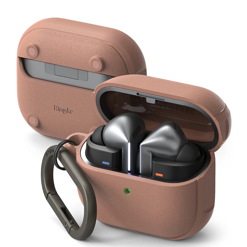 Ringke - Protection Case Onyx Magnetic - for Samsung Galaxy Buds 3 / 3 Pro, Non-Slip Texture, Carabiner Hole - Constant Coral