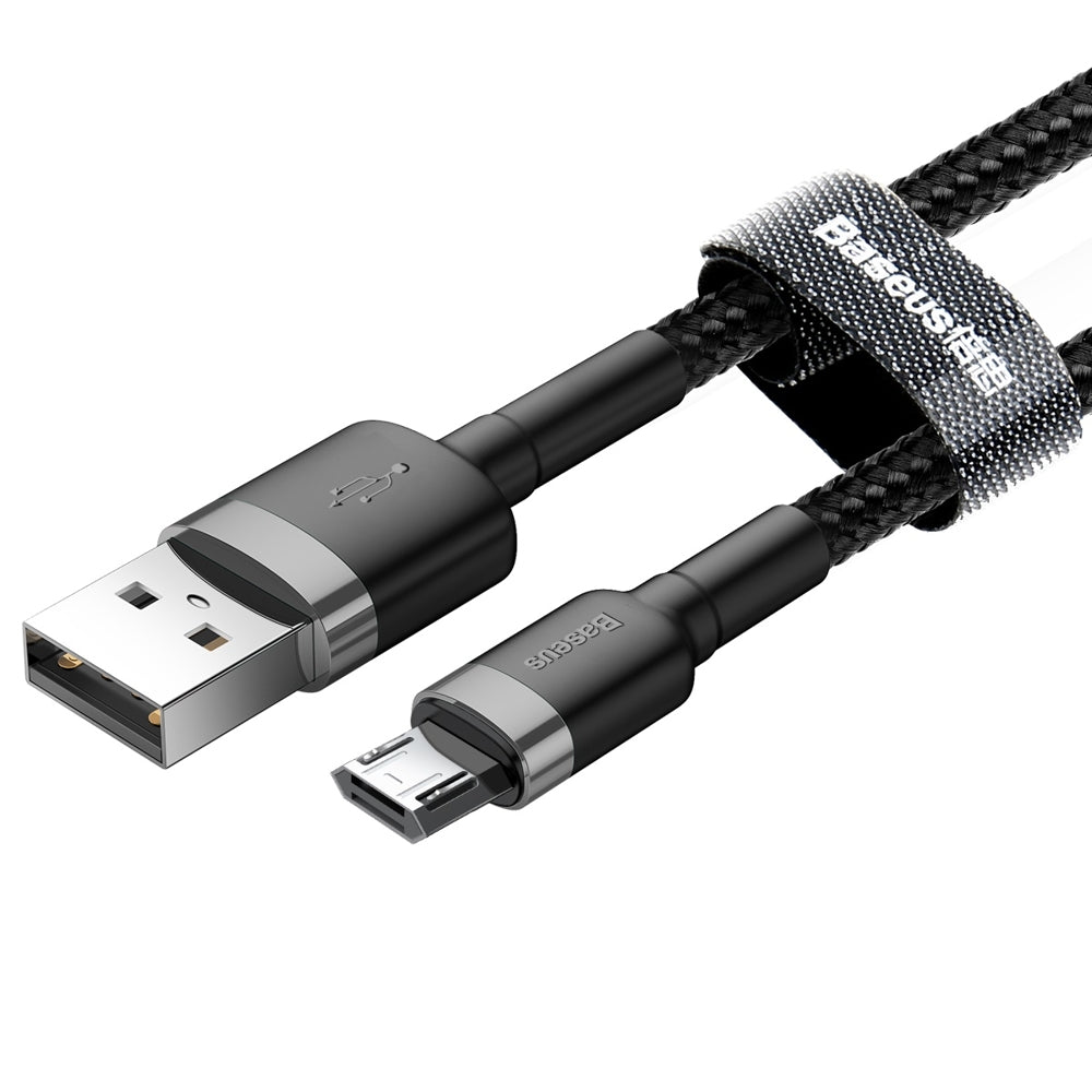 Baseus - Data Cable Cafule (CAMKLF-CG1) - USB to Micro-USB, 1.5A, 480Mbps, 2m, Bend-Resistant - Gray / Black