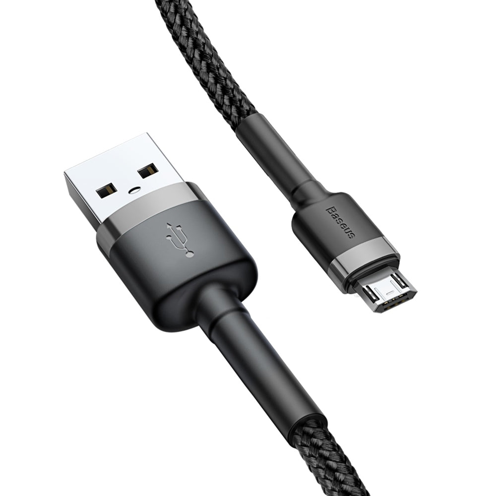 Baseus - Data Cable Cafule (CAMKLF-CG1) - USB to Micro-USB, 1.5A, 480Mbps, 2m, Bend-Resistant - Gray / Black