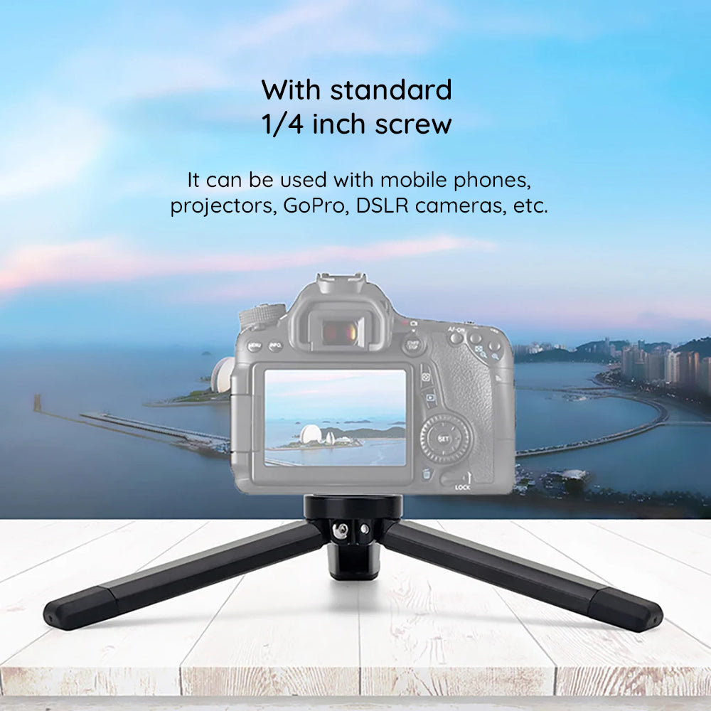 Techsuit - Mini Tripod (TPD2) - for Selfie Sticks, Universal, with 1/4 inch Screw, Aluminum Alloy - Black