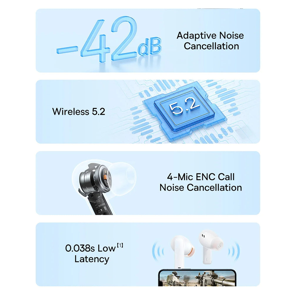 Baseus - Wireless Earbuds Bowie M2 (A00024000221-Z1) - TWS, Bluetooth - Moon White