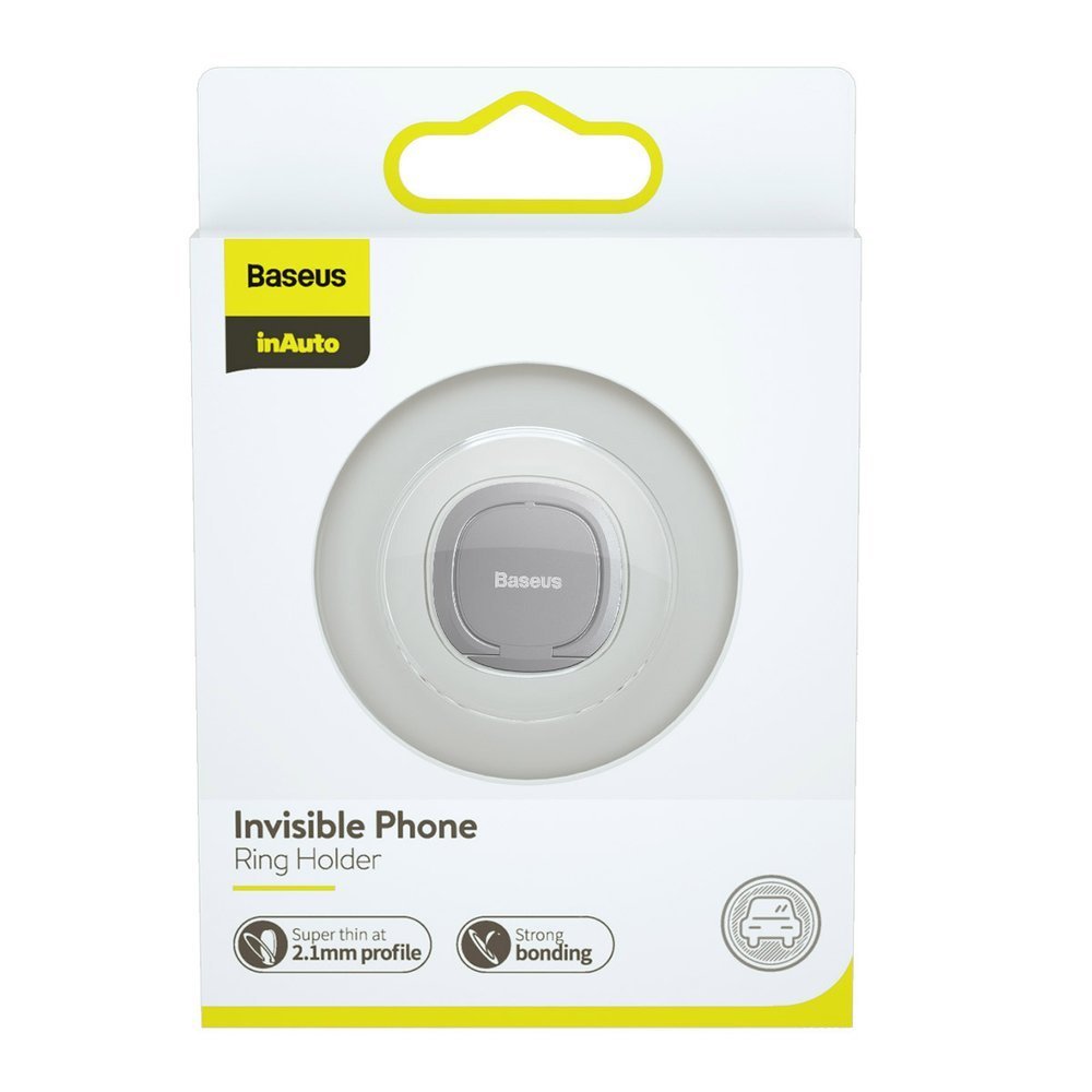 Baseus - Phone Ring Invizible (SUYB-0S) - Standing and Folding Feature, 360° Rotating, Ultra-Thin, 3M Adhesive - Silver