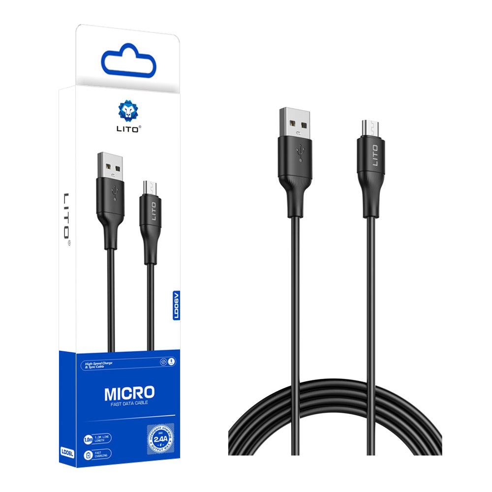 Lito - Data Cable (LD06V) - USB to Micro-USB, 2.4A, PVC, 1m - Black