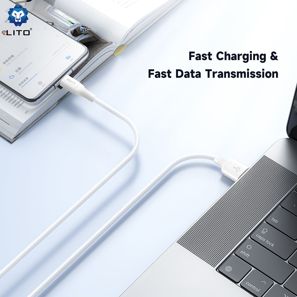 Lito - Data Cable (LD06T) - USB to Type-C, 2.4A, PVC, 1m - White