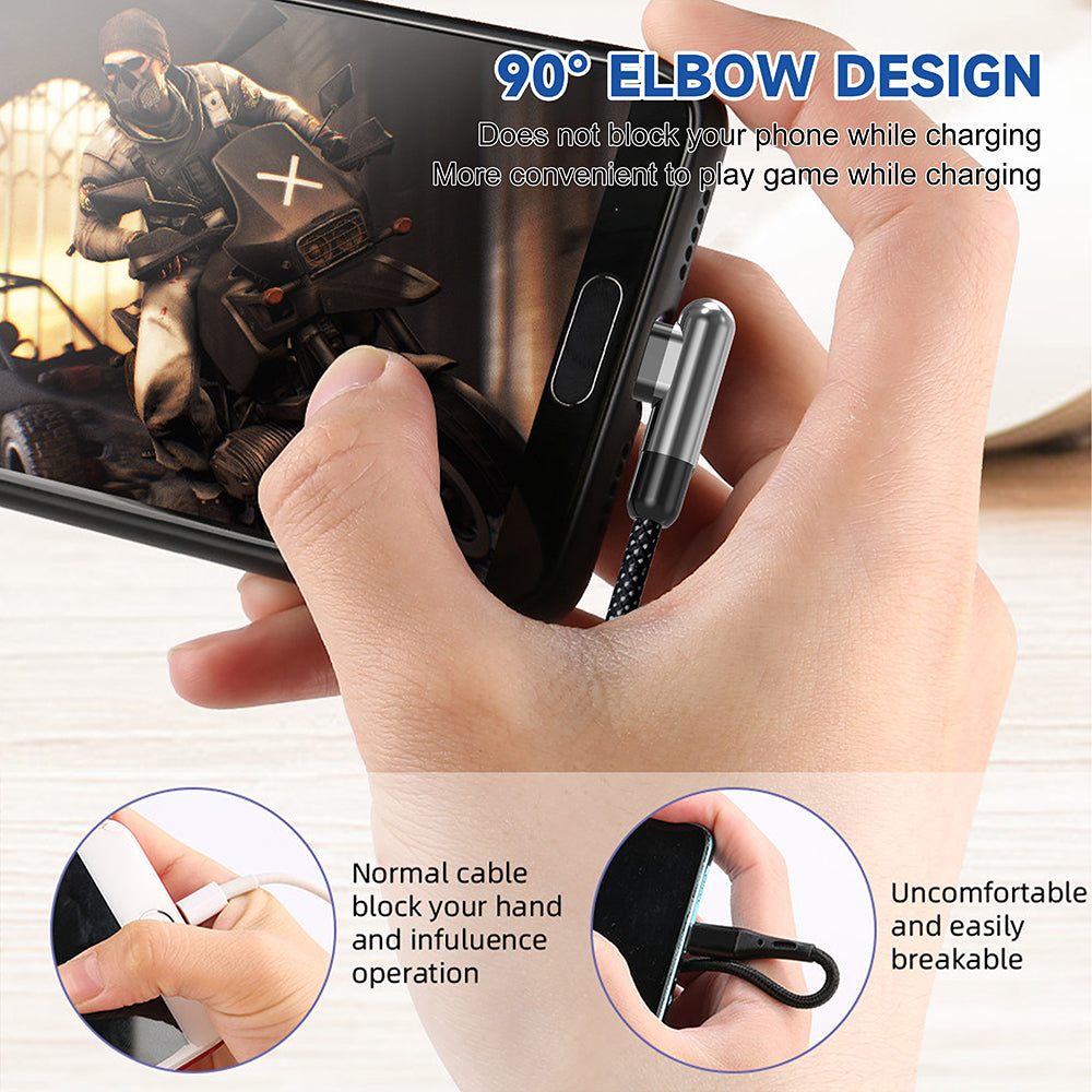 Lito - Data Cable (LD13L) - USB to Lightning Fast Charging 2.4A, Nylon Braided, Right Angle Design, 1m - Black