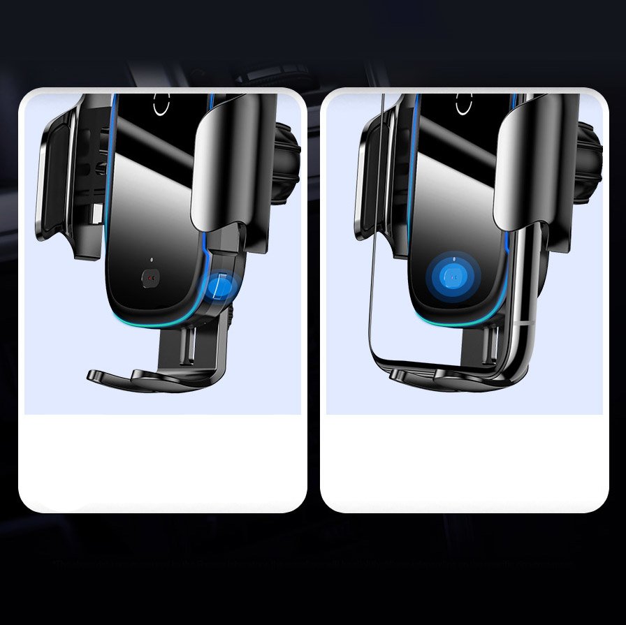 Baseus - Car Holder with Wireless Charging Light (WXHW03-01) - for Dashboard, Windshield, Air Vent, 15W - Black