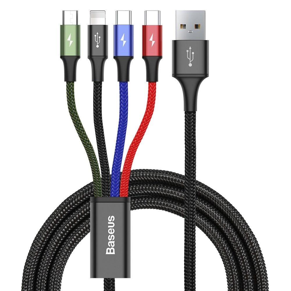 Baseus - Data Cable 4in1 (CA1T4-B01) - USB to Lightning, 2 x Type-C, Micro-USB, 3.5A, 1.2m - Black