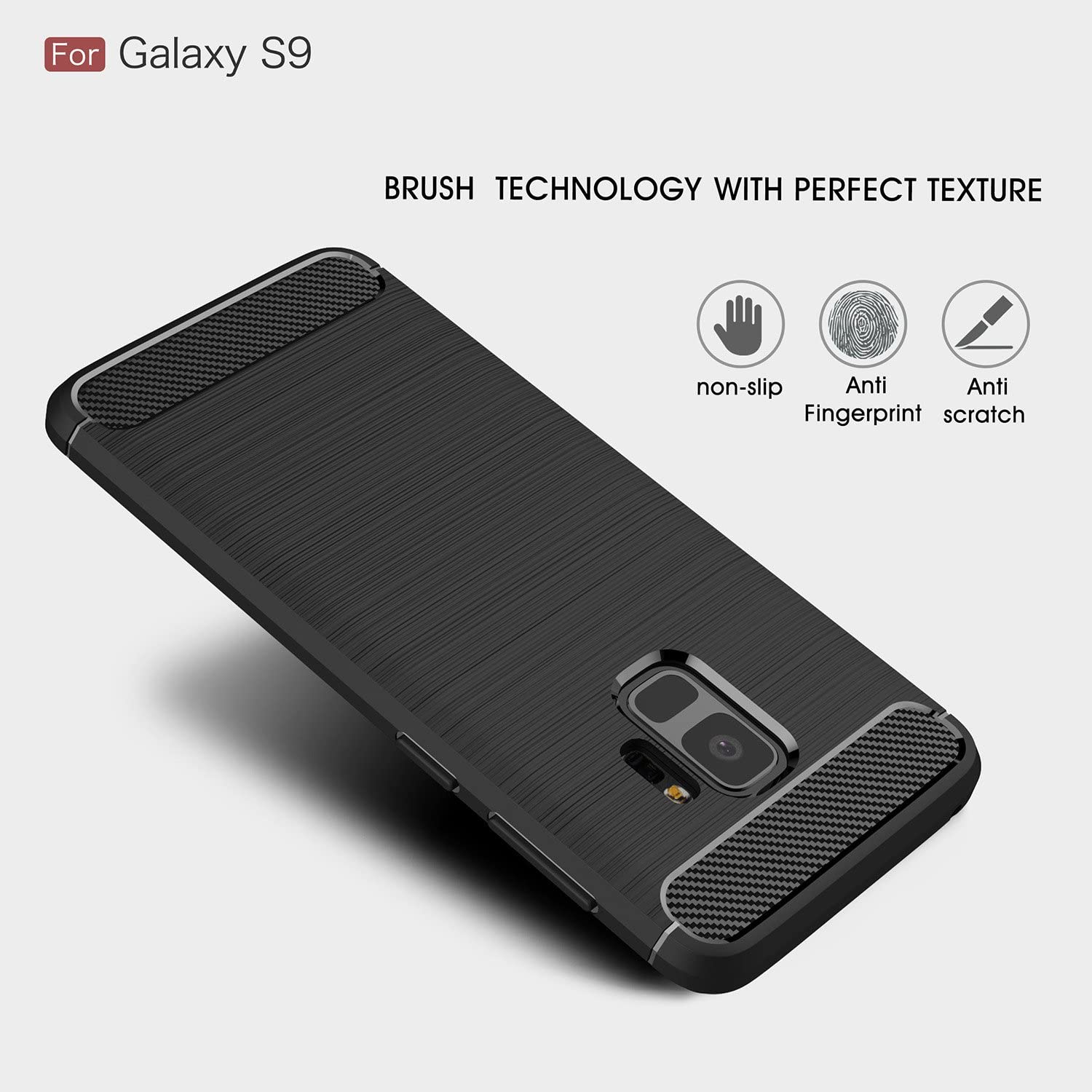 Techsuit - Carbon Silicone - Galaxy S9 - Black