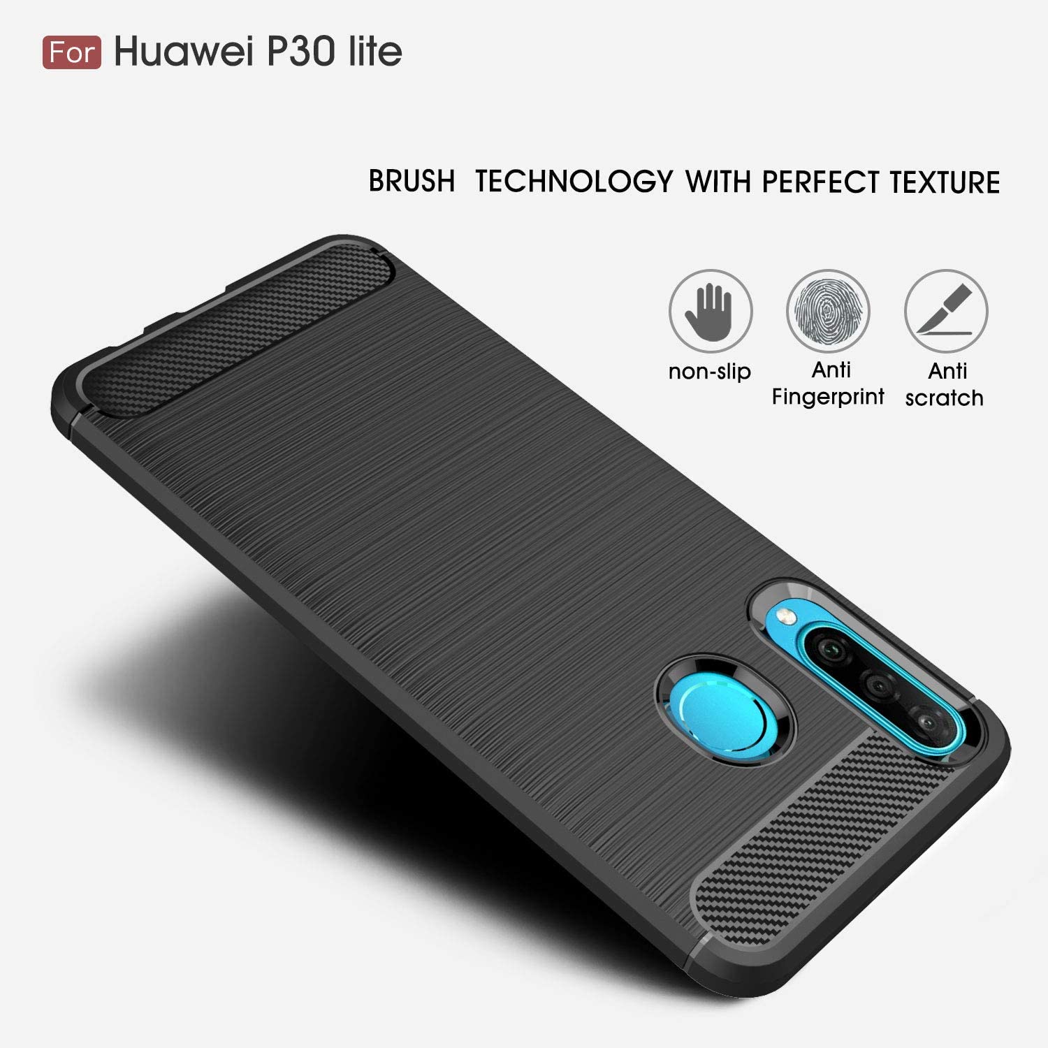 Techsuit - Carbon Silicone - Huawei P30 lite / P30 lite New Edition - Black