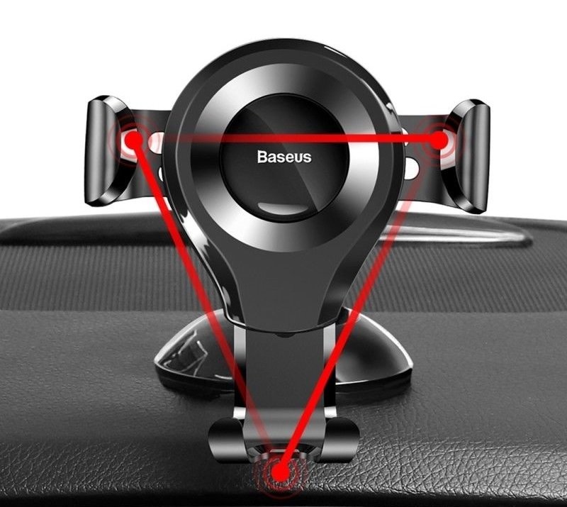 Baseus - Car Holder Osculum (SUYL-XP01) - Gravity Grip for Dashboard, Windshield, 360° Rotating, Suction Cup Clamp - Black