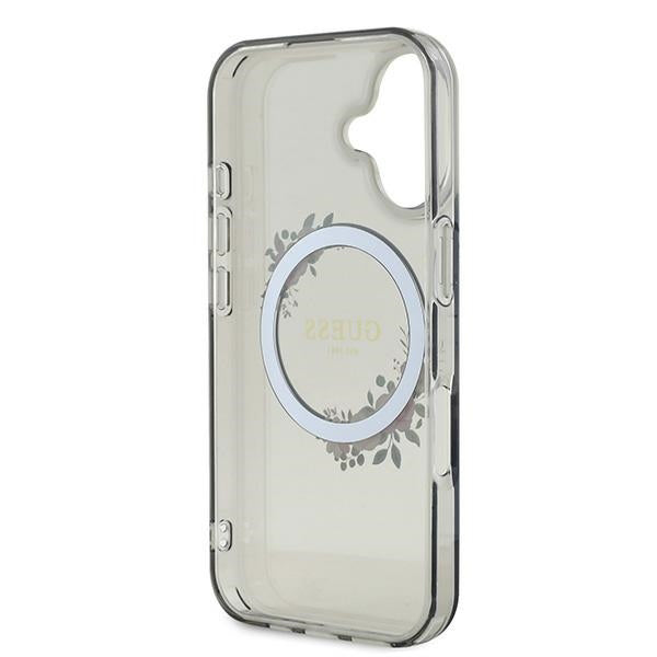 Guess Magsafe “Flower Wreath” Hard Case Θήκη προστασίας από σκληρό πλαστικό – iPhone 16 (Μαύρο – GUHMP16SHFWFCK)