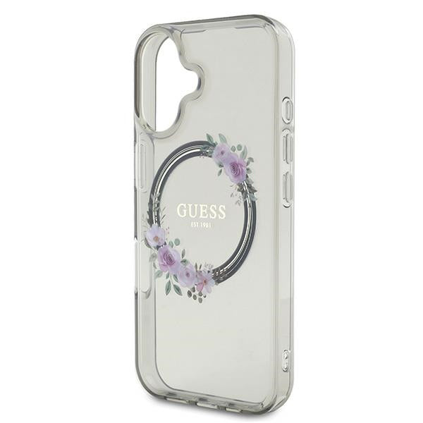 Guess Magsafe “Flower Wreath” Hard Case Θήκη προστασίας από σκληρό πλαστικό – iPhone 16 (Μαύρο – GUHMP16SHFWFCK)