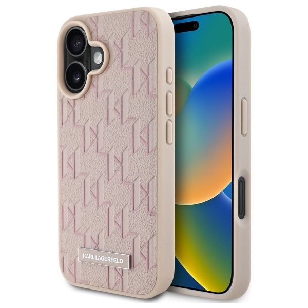 Karl Lagerfeld - Leather MagSafe (KLHMP16SPKHPORPP) - iPhone 16 - Pink Hot Stamp