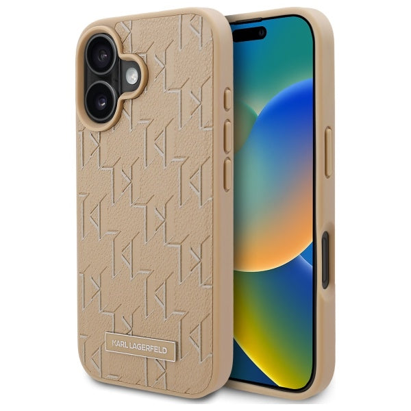 Karl Lagerfeld - Leather MagSafe (KLHMP16SPKHPORPE) - iPhone 16 - Beige Hot Stamp