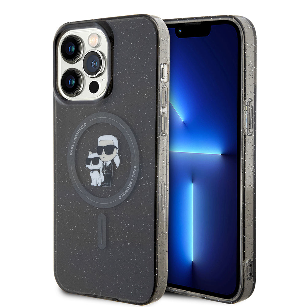 Karl Lagerfeld - Glitter MagSafe (KLHMP15XHGKCNOK) - iPhone 15 Pro Max - Black Karl&Choupette