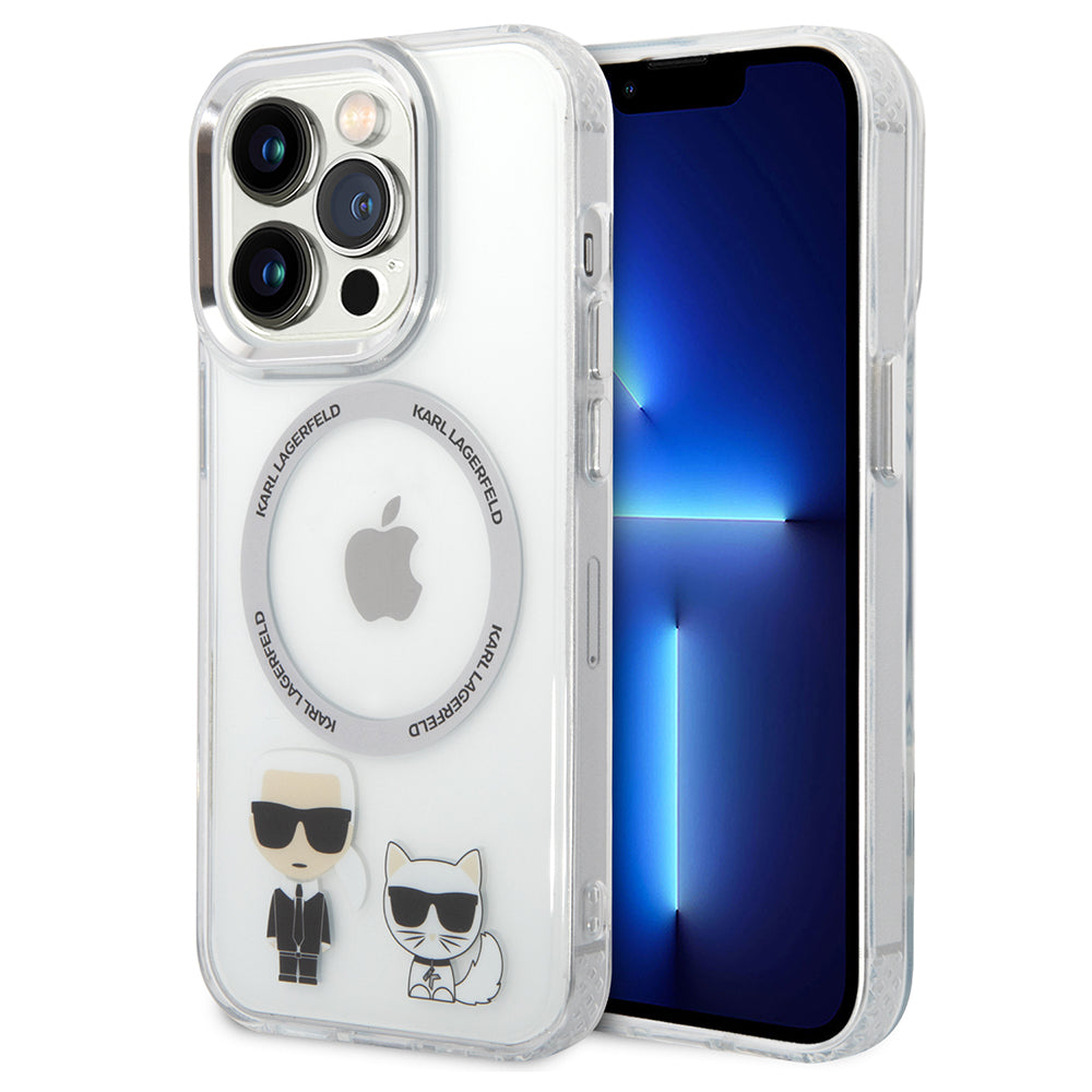 Karl Lagerfeld - Hardcase MagSafe (KLHMP14LHKCT) - iPhone 14 Pro - Transparent Karl & Choupette Aluminium