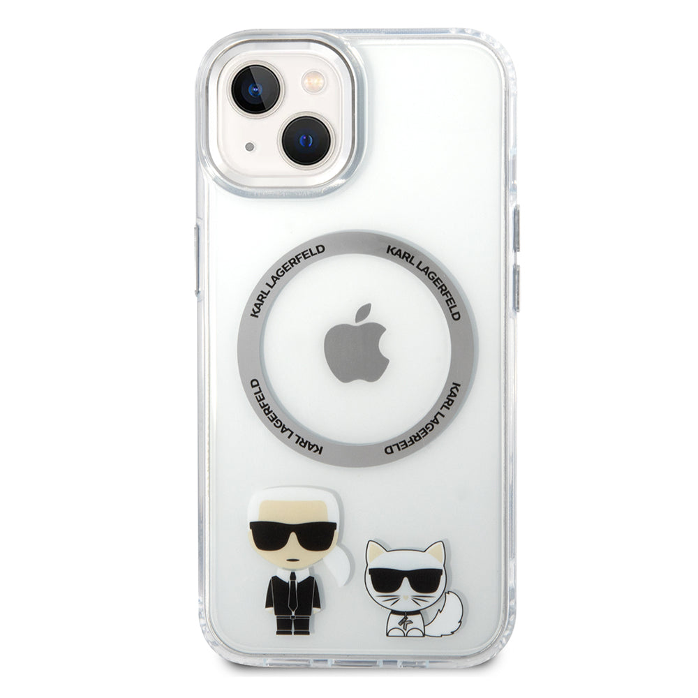 Karl Lagerfeld Magsafe Ringstand Case IML Ring Karl+Choupette Θήκη προστασίας από σκληρό πλαστικό για iPhone 14 Plus (Clear – KLHMP14MHKCT)