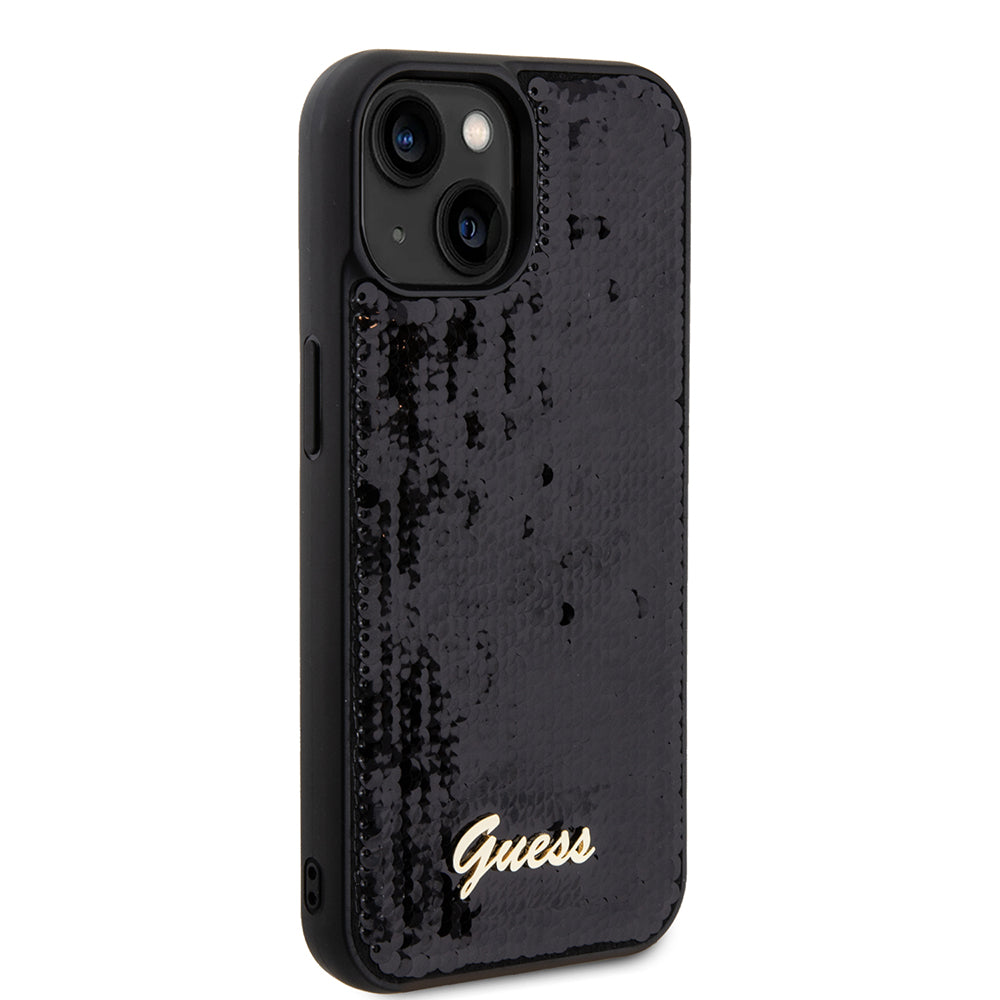 Guess "Sequin Script Metal" Hard Case iPhone 15 (Black – GUHCP15SPSFDGSK)