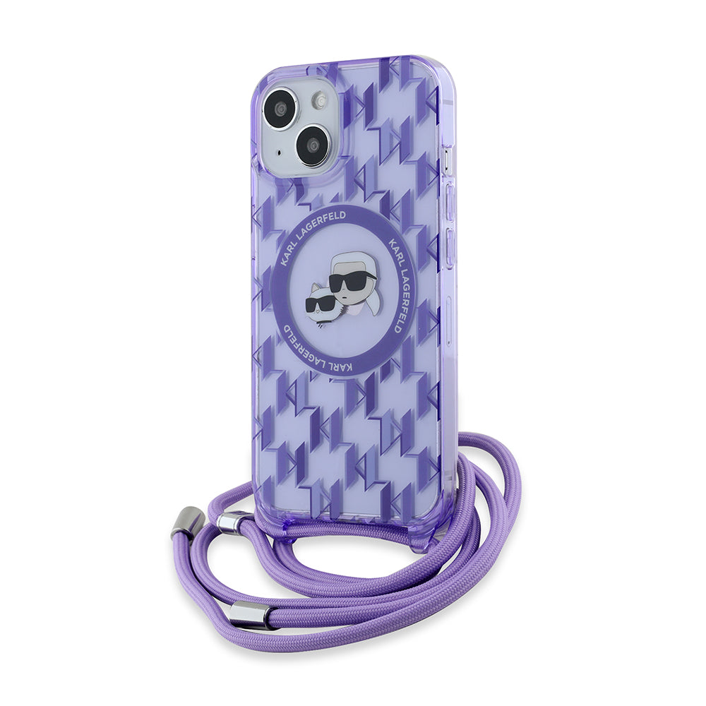 Karl Lagerfeld - IML Crossbody MagSafe (KLHMP15SHCKCKLCU) - iPhone 15 - Purple Mono Karl&Choupette