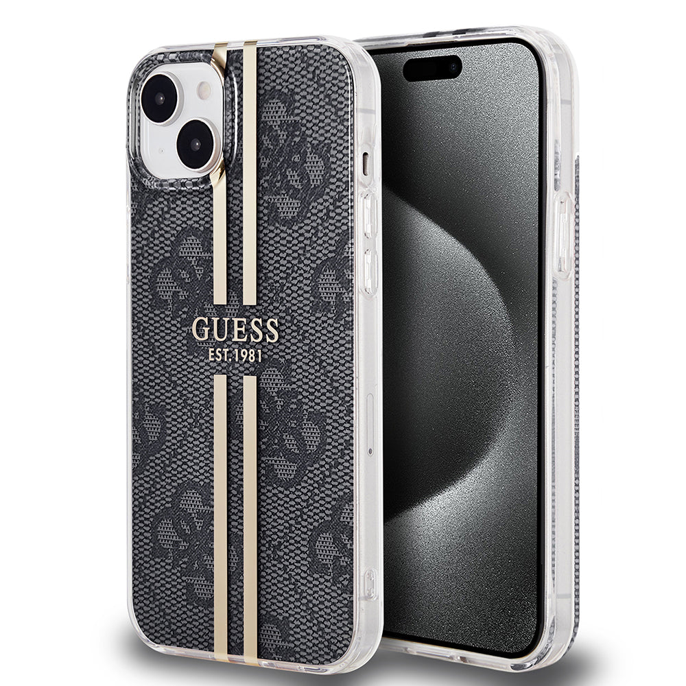 Guess - Hardcase IML 4G Gold Stripe (GUHCP15MH4PSEGK) - iPhone 15 Plus - Black