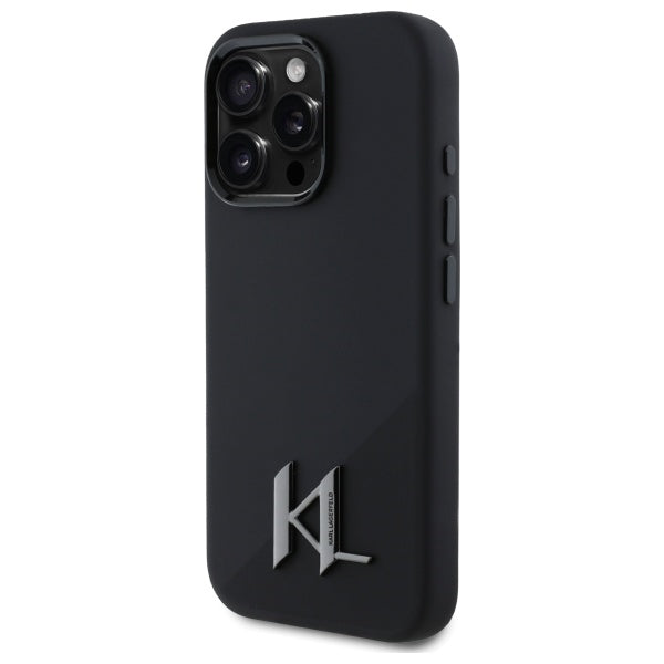 Karl Lagerfeld MagSafe Shadow Metal Initial Logo Silicone Case Θήκη προστασίας από σιλικόνη  – iPhone 16 Pro (Μαύρο – KLHMP16LSCMKMPCK)