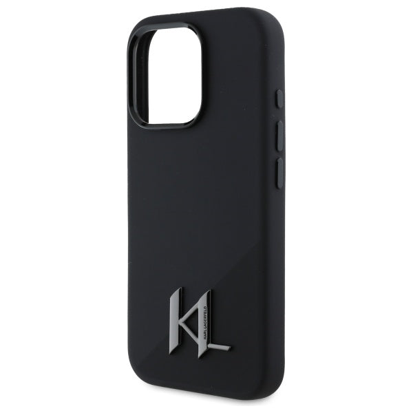 Karl Lagerfeld MagSafe Shadow Metal Initial Logo Silicone Case Θήκη προστασίας από σιλικόνη  – iPhone 16 Pro (Μαύρο – KLHMP16LSCMKMPCK)