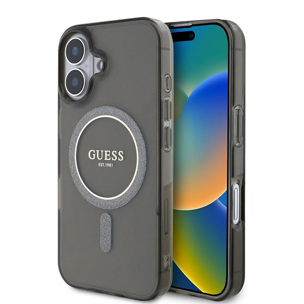 Guess - IML Glitter Circle MagSafe (GUHMP16SHFGEREK) - iPhone 16 - Black
