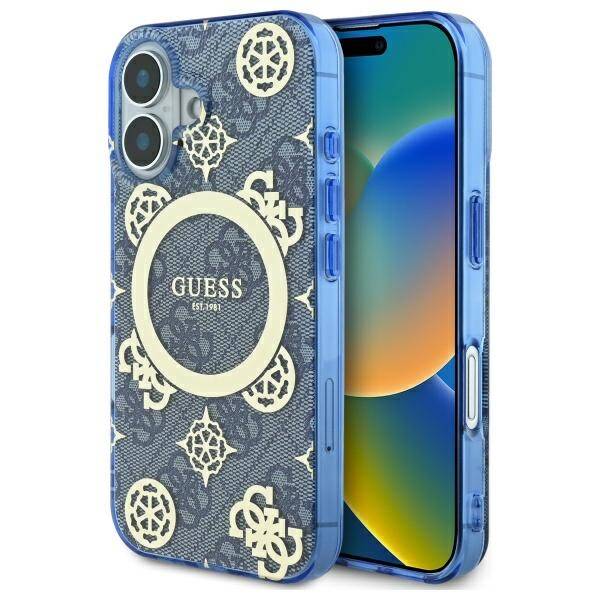 Guess - IML Peony On 4G Background MagSafe (GUHMP16SH4PYEEB) - iPhone 16 - Blue