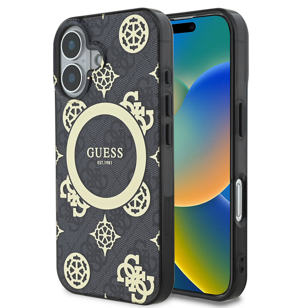 Guess - IML Peony On 4G Background MagSafe (GUHMP16SH4PYEEK) - iPhone 16 - Black