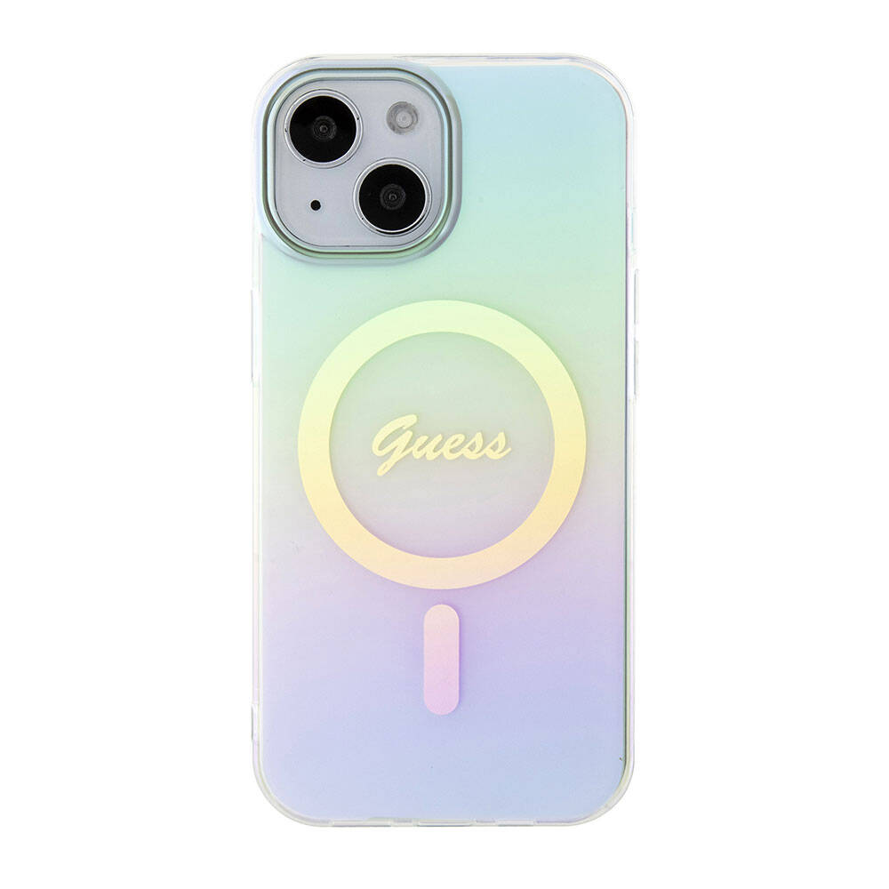 Guess Iridescent Magsafe Case Πολύχρωμη θήκη προστασίας από σκληρό πλαστικό – iPhone 15 Plus (Rainbow Purple – GUHMP15MHITSQ)