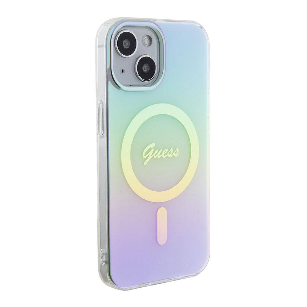 Guess Iridescent Magsafe Case Πολύχρωμη θήκη προστασίας από σκληρό πλαστικό – iPhone 15 Plus (Rainbow Purple – GUHMP15MHITSQ)
