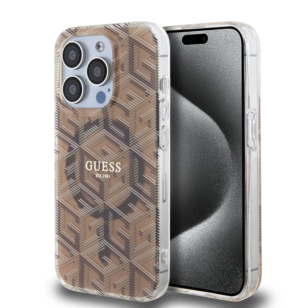 Guess - IML GCube MagSafe (GUHMP15XHGCUSTGW) - iPhone 15 Pro Max - Brown