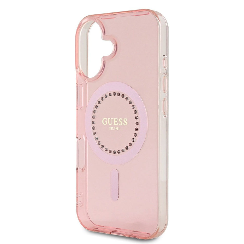 Guess Magsafe “Rhinestones” Hard Case Θήκη προστασίας από σκληρό πλαστικό – iPhone 16 (Ροζ – GUHMP16SPFTDTEP)