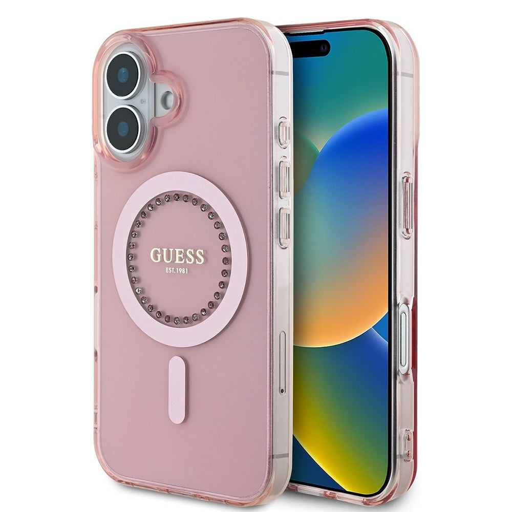 Guess - IML Rhinestones MagSafe (GUHMP16SPFTDTEP) - iPhone 16 - Pink