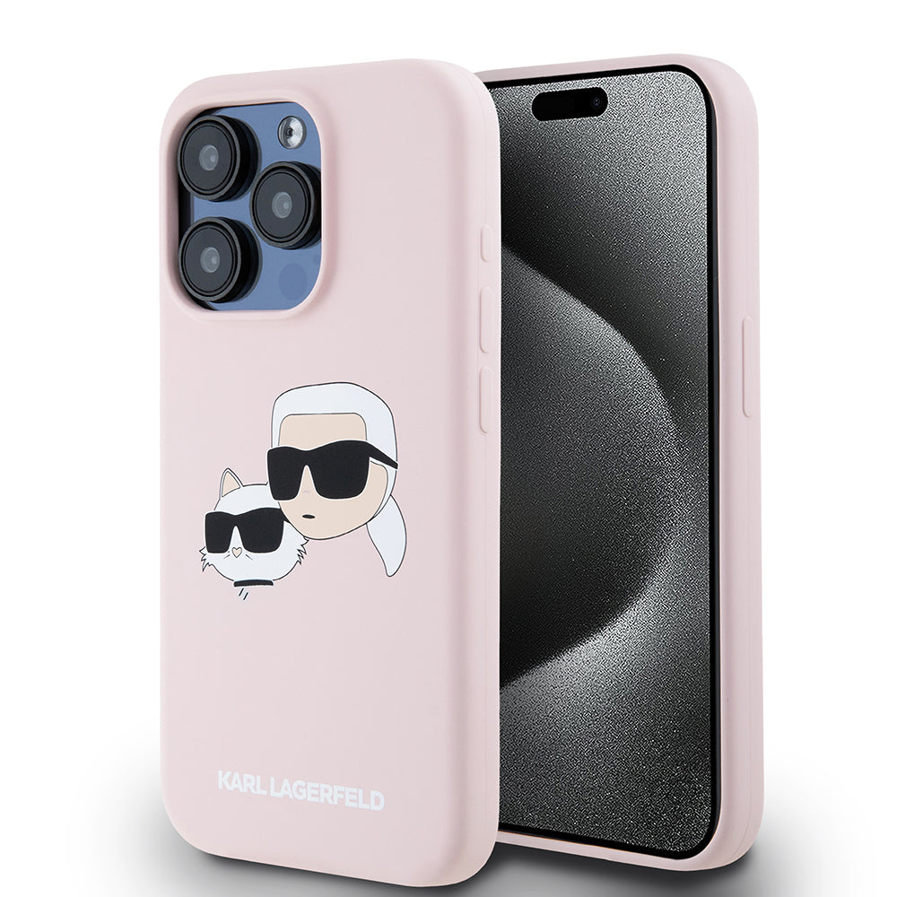 Karl Lagerfeld - Silicone MagSafe (KLHMP15LSKCHPPLP) - iPhone 15 Pro - Pink Karl&Choupette Head
