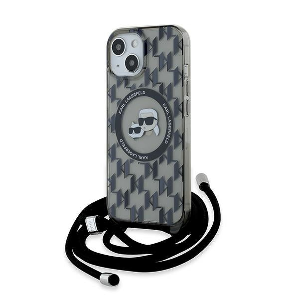 Karl Lagerfeld - IML Crossbody MagSafe (KLHMP15SHCKCKLCK) - iPhone 15 - Monogram Karl&Choupette Head